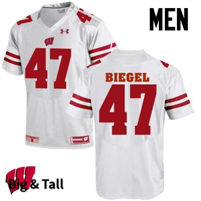 Men's Wisconsin Badgers NCAA #47 Vince Biegel White Authentic Under Armour Big & Tall Stitched College Football Jersey UO31M60ER